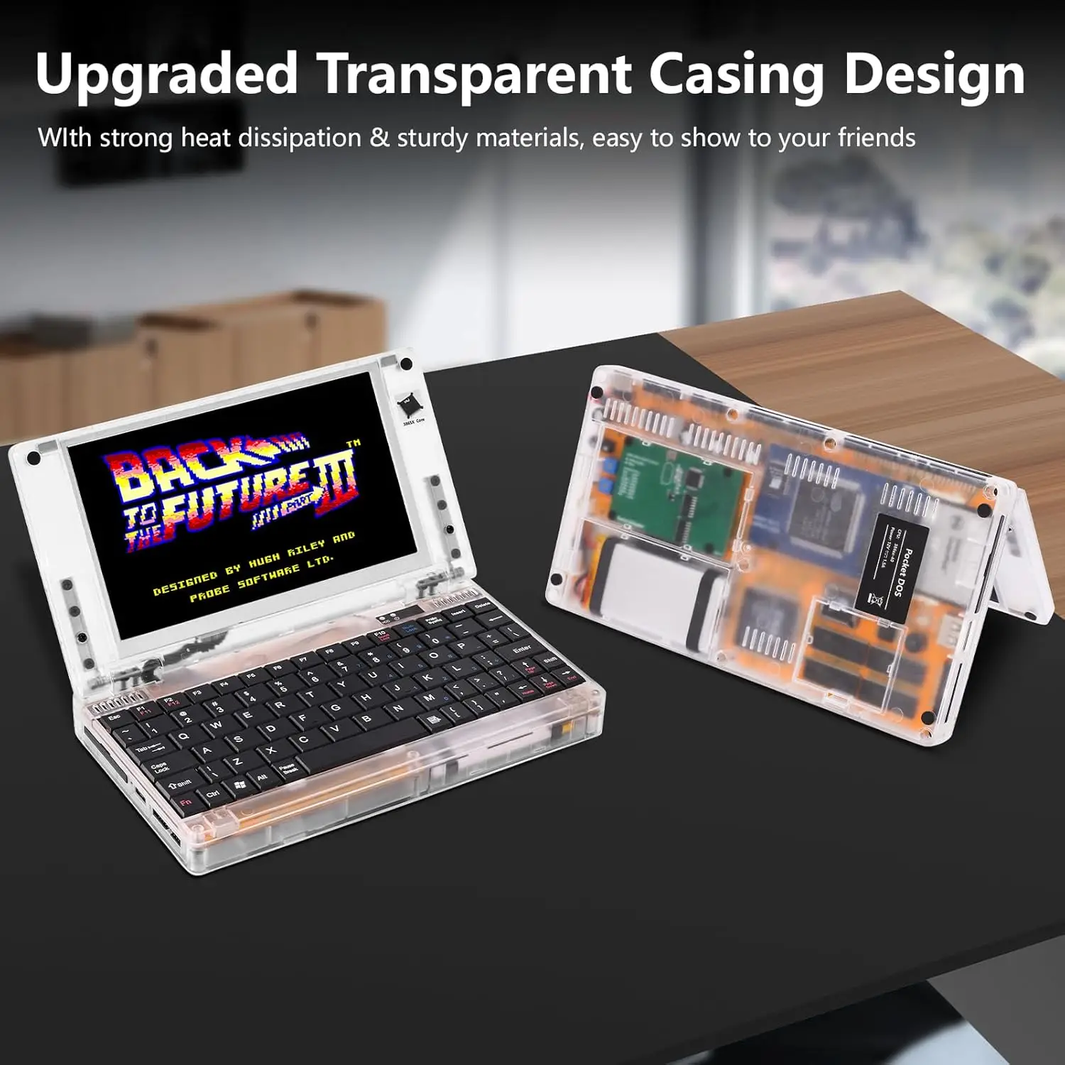 Retro Pocket 386 CPU XT PC Laptop Computer , Mini Laptop Compatible with Windows3.1 MS-DOS System, OPL3 Sound Card, VGA Grap