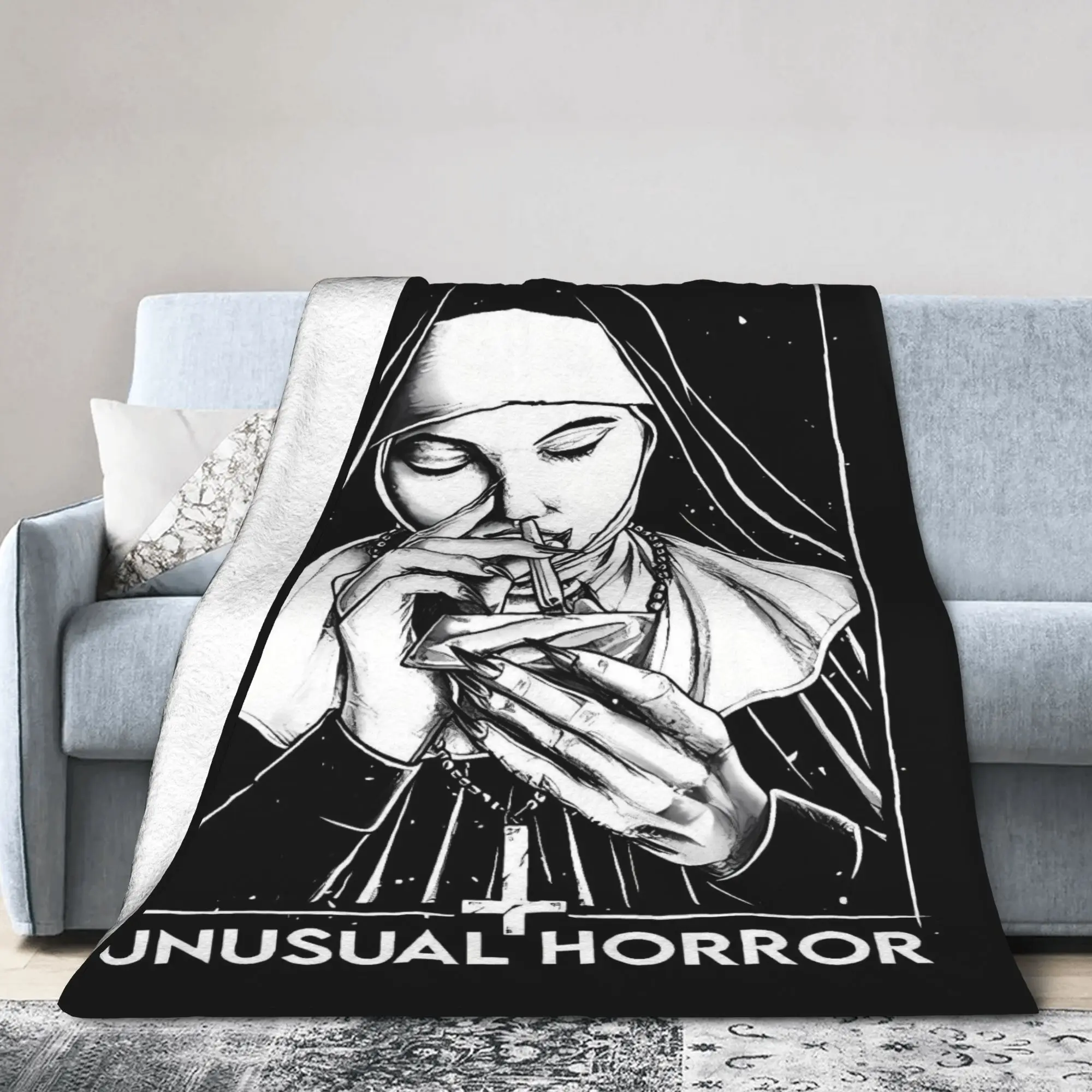 Satanic Bad Evil Nun Tattoo Blanket Quality Super Warm  Throw Blanket Autumn Travel Living Room Print Bedspread