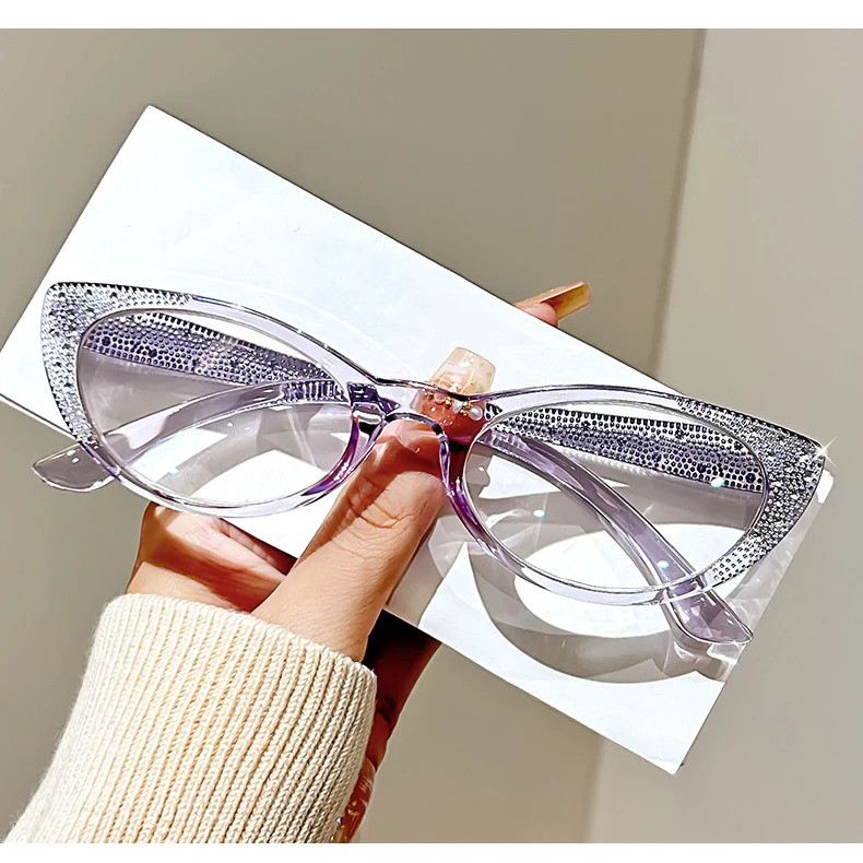Katzenaugen-Lesebrille für Damen, Transparent, Bling, Anti-Blaulicht, Korrekturbrille mit Sehstärke +1,0 +1,5 +2,0 – Detail 8