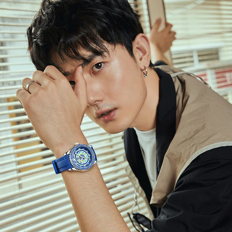 Sports Watches Men Brand Mark Fairwhale Fashion Special Rainbow Watch Casual Silicone Strap Quartz Wristwatch Male Dropshipping