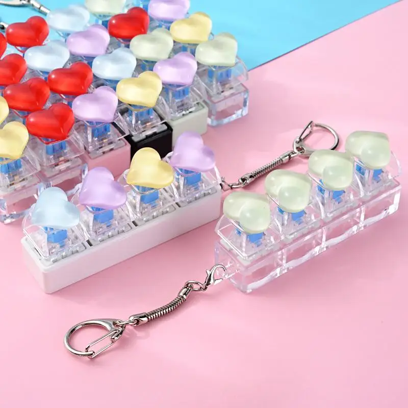 Soft Press Heart Keyboard Design Stress Relief Keychain Lightweight Bag Pendant Fidget Toy for Daily Relaxation Gift