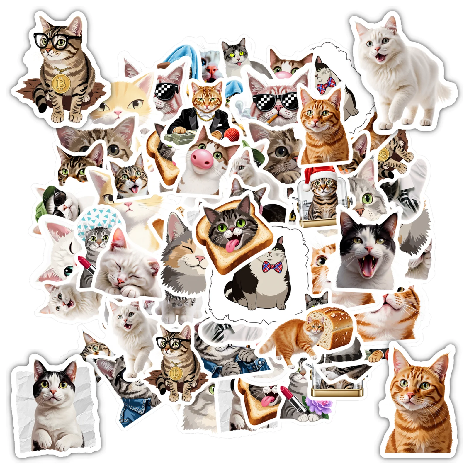 

35 шт., наклейки с причудливыми кошками, милые забавные наклейки с кошками и животными, забавные наклейки для ноутбука, мотоцикла, багажа, телефона, чемодана