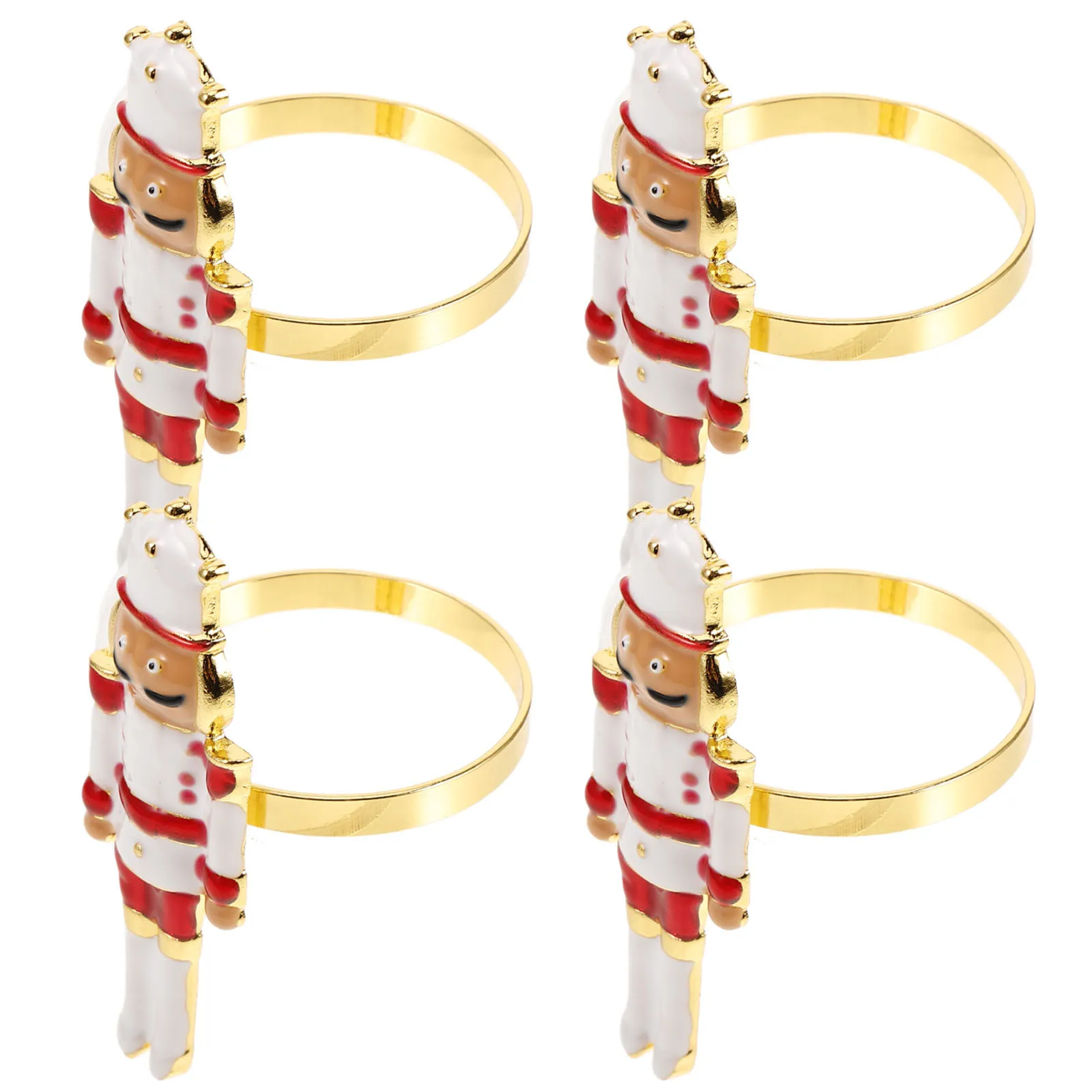 

4Pcs Christmas Nutcracker Napkin Rings Reusable Alloy Buckles Elegant Holiday Napkin Holder for Party Table Napkins Rings