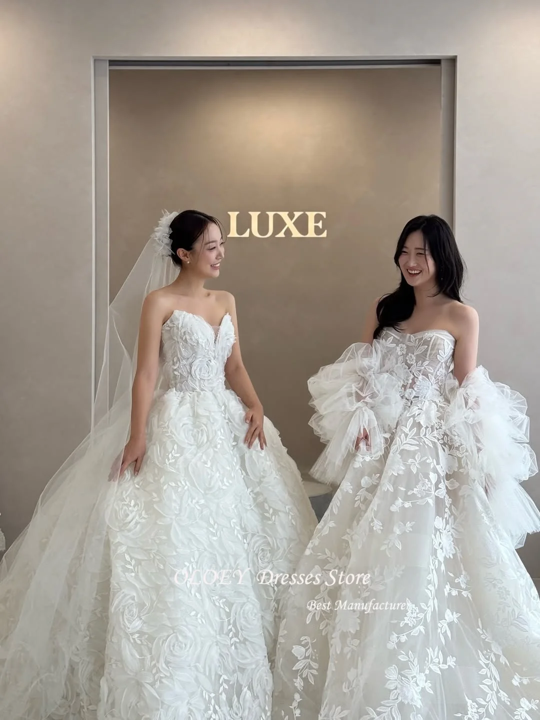 Suknia Ślubna OLOEY Linia A Bez Ramiączek Z Bufiastymi Rękawami Koreańska Suknia Ślubna Sesja Zdjęciowa Personalizowane Vestidos De Novias