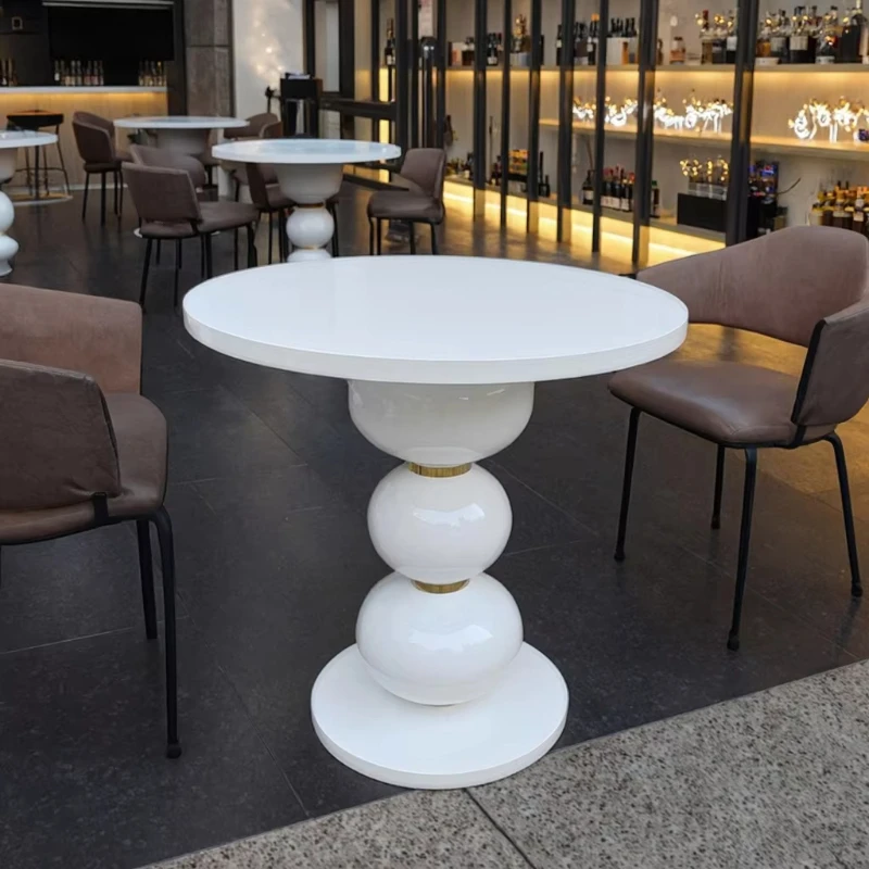 

Modern Stainless Steel Wedding Cake Table Bubble Design Glossy White Gold Decorated Restaurant Hotel Restaurant Living Room