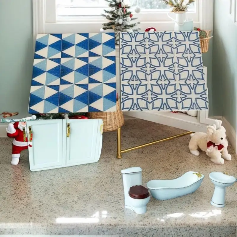 1 قطعة 1:12 أرضية خشبية مصغرة لبيت الدمى، مثالية لتزيين الحمام/غرفة المعيشة في بيوت الدمى #2