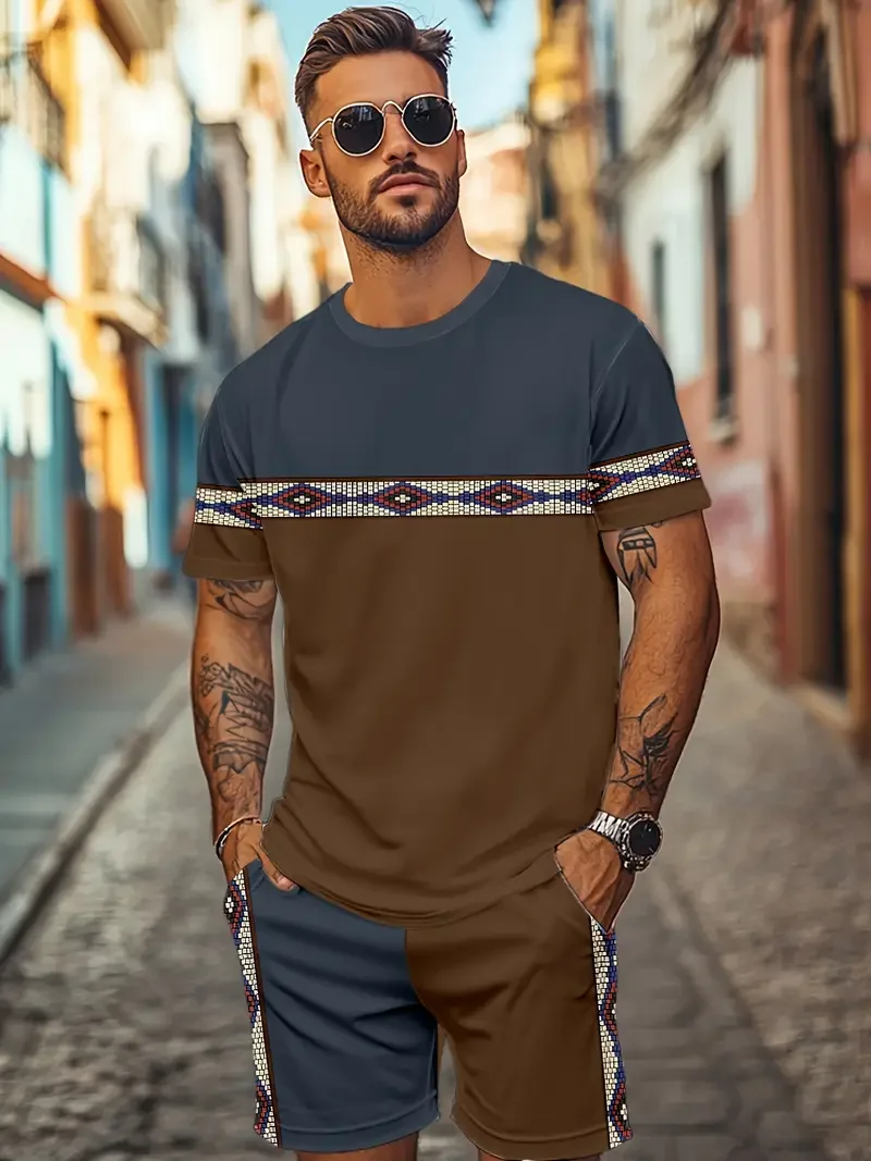 2025 outdoor activity 3D printed T-shirt set casual and comfortable T-shirt Leisure party attire Hip hop street style 