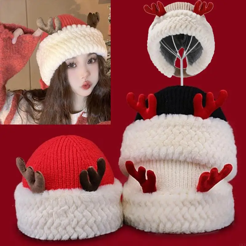 Con Trưởng Thành Giáng Sinh Santa Nón Vành Trắng Mùa Đông Làm Dày Mũ Ấm Áp Năm Mới Cosplay Phụ Kiện Đảng Mũ Trùm Đầu Dành Cho Nữ