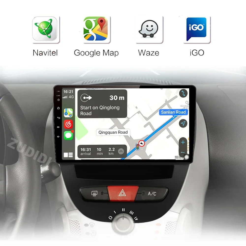 Android 16 2 Din Auto-Multimedia-Player Für Peugeot 107 Toyota Aygo Citroen C1 2005-2014 Kopf einheit Stereo GPS Navigation BT WIFI