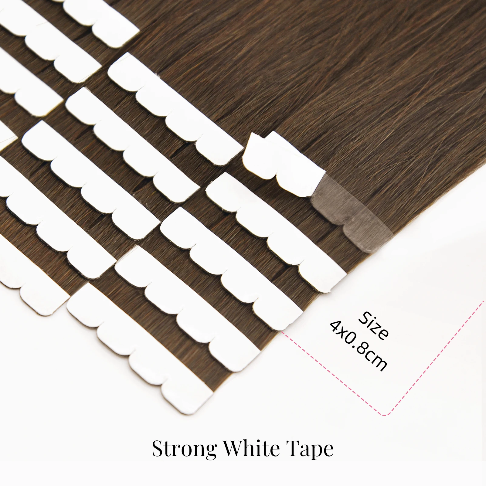 Vlasy 16pcs Middle Brown Mini Tape In Human Hair Extensions Strap Seamless Invisible Straight Strap 100% Human Hair 12''-24''