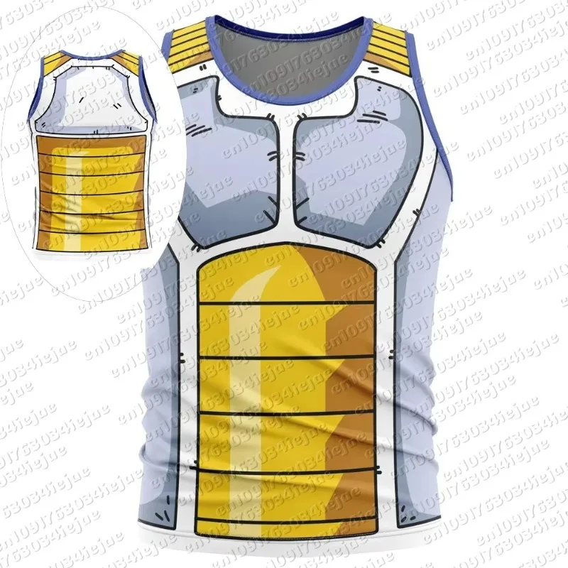2026 Summer Dragon Ball Vegeta Saiyan Armor Cosplay Tank Top, 3D Print Retro Streetwear Oversized Polyester Top for Unisex Kids