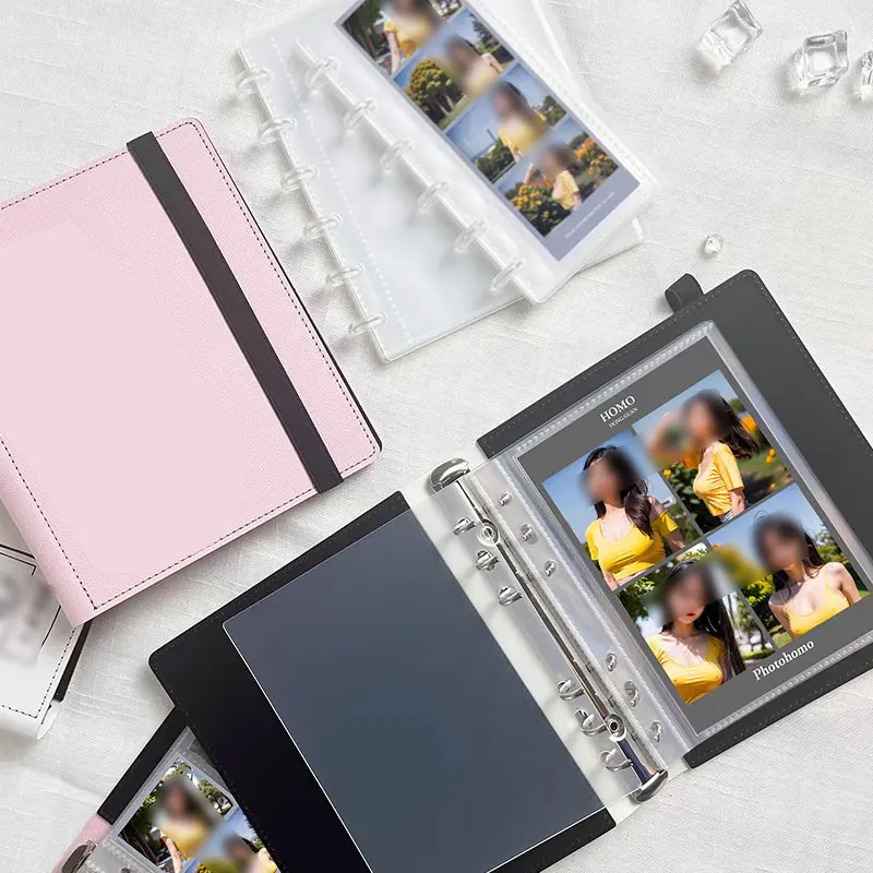 

10 Sheets Mushroom Hole Refill Insert Bag Page Transparent PP Card Storage Bag 2 Sheets PP Cover Portable Binding Folder