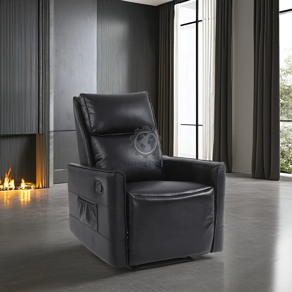 

Modern Black Microfiber Fabric Motion Recliner Sofa Factory Direct with Wood Frame