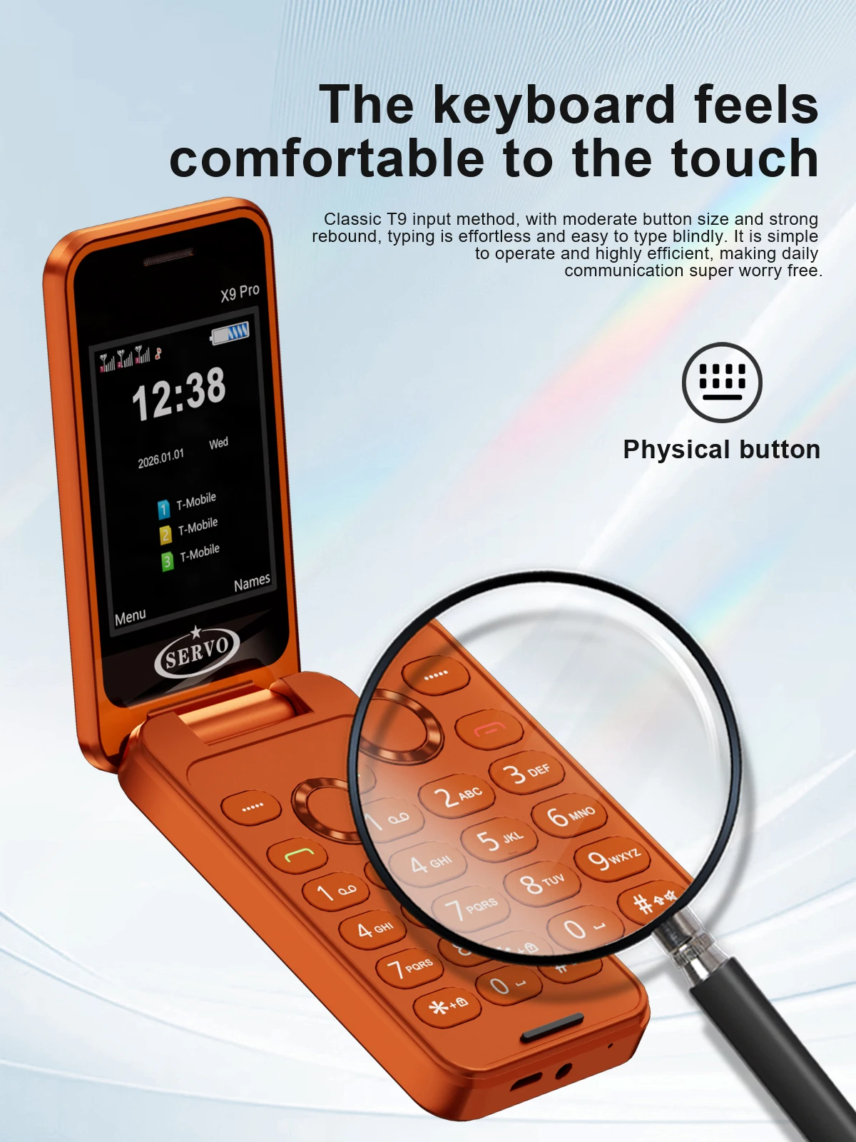 SERVO X9 PRO Foldable Mobile Phone 2G Three SIM Standby 2.4"Display Speed Dial Call Recording FM Radio Button Flip Cellphones