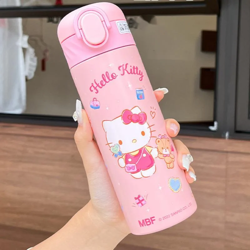 420ml New Sanrio Hello Kitty Thermos Bottle Kawaii Pochacco Insulated Cup Cinnamoroll Girl Student Cute Home Melody Water Bottle