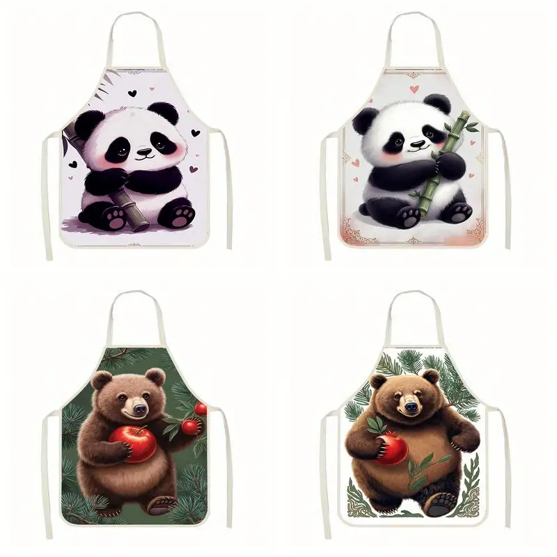 

Симпатичные фартуки с животными узорами, льняные фартуки, подходящие для приготовления пищи на кухне, общения родителей и детей, рисования и других мероприятий.