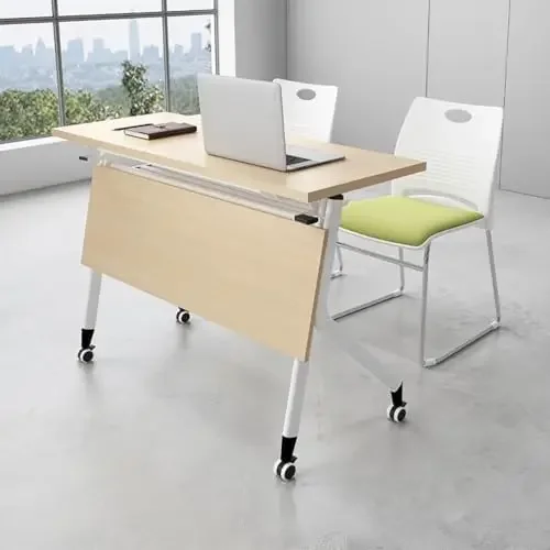 Conference Table Chair Set Folding Training Convertible MDF Desk for Office Home School Use A 120x50x75cm