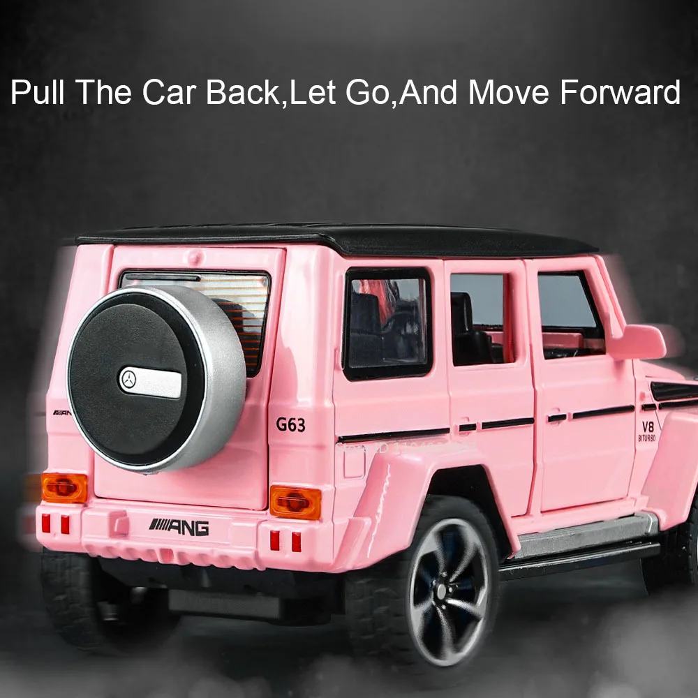 1:32 G63 Simulation Model Toy Cars Alloy Diecast Off-road Vehicles 6 Doors Opened Sound Light Pull Back Vehicle Toys Kids Gifts