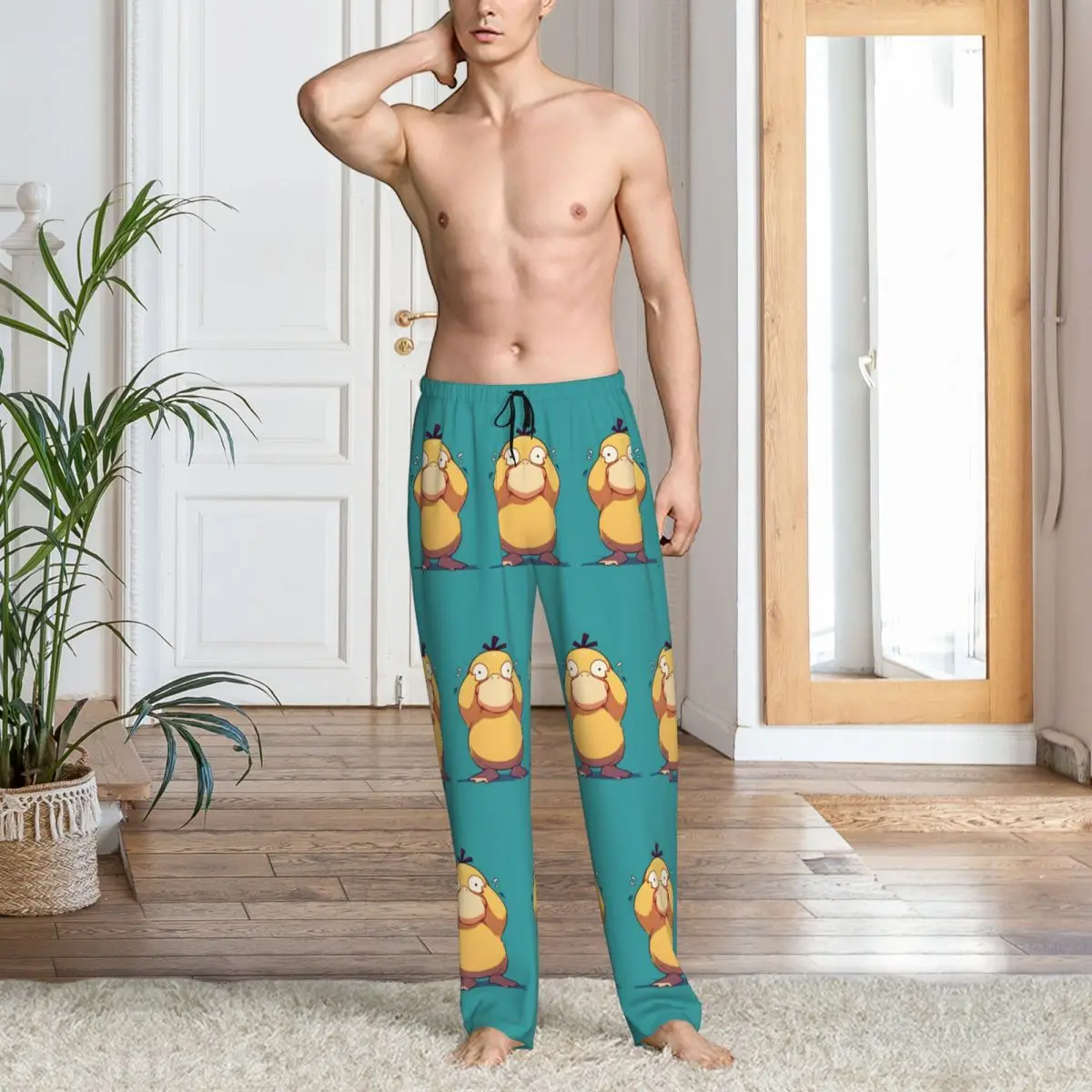 Custom Ducks Pajama Pants for Men Animated Film Lounge Sleep Stretch Sleepwear Bottoms with Pockets
