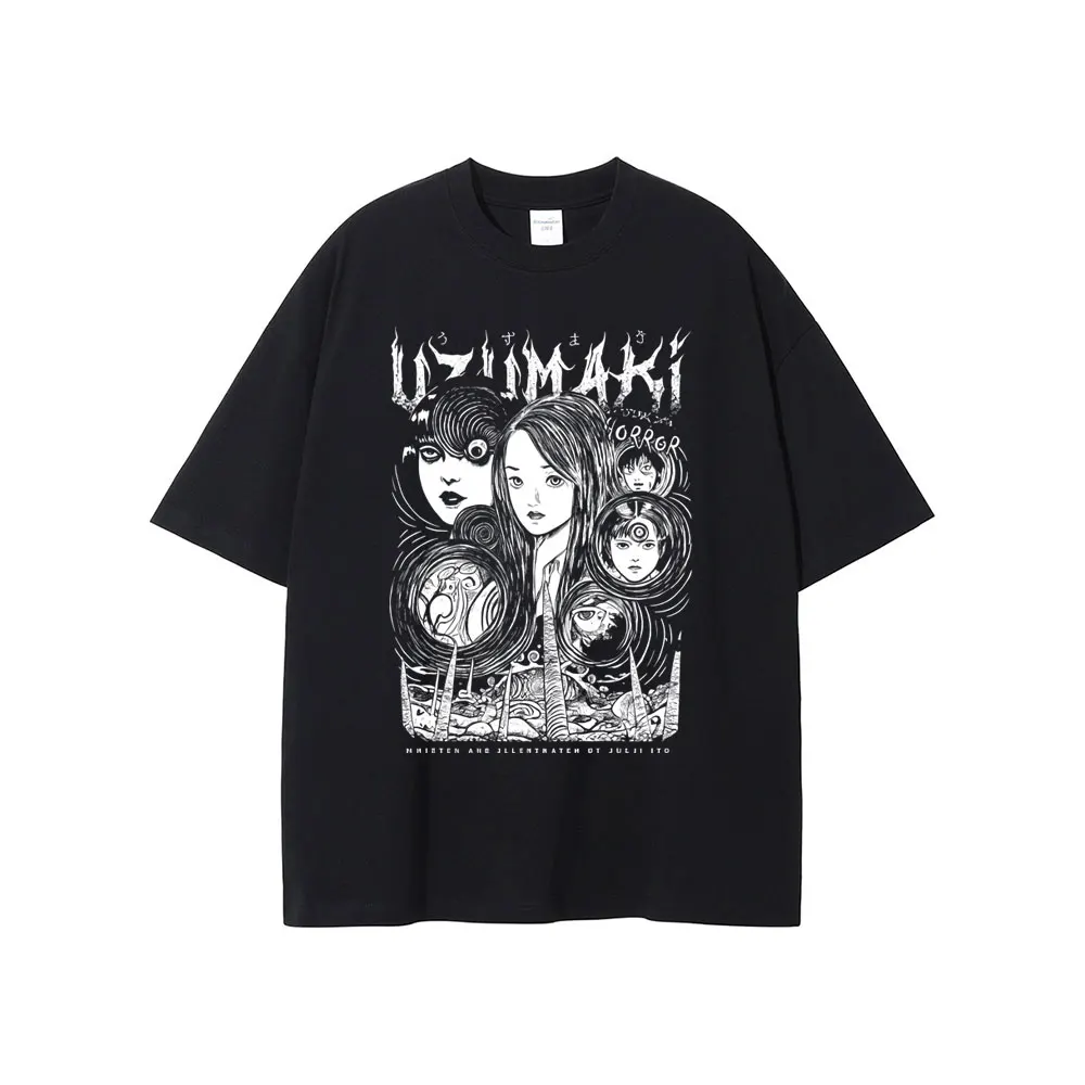 

Anime Junji Ito Graphic T-shirt Summer Men Women Humor Terror Harajuku T Shirts Male Casual Pure Cotton T-shirts Y2k Streetwear