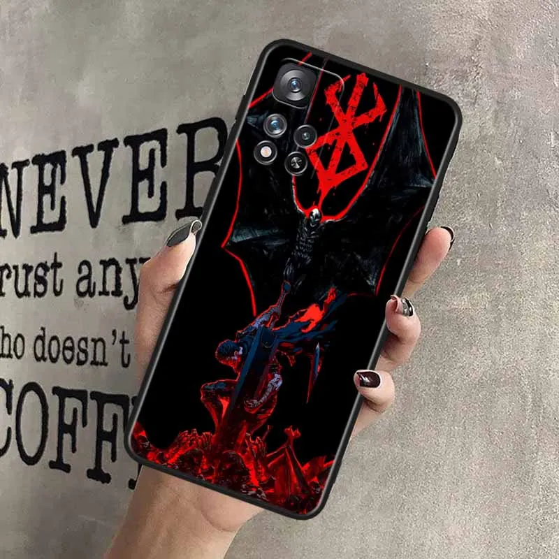 Berserk Guts Dark Anime Cover For Xiaomi Redmi Note 15 14 13 12 11 10 9 Pro Plus Max Black Soft Back Funda Silicone Phone Case