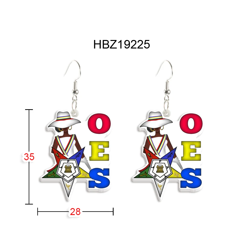 New Arrival Sorority Eastern Star OES Women Drop Earrings Acrylic Cute Multicolour Fashion Jewelry For Woman Girls Party Gift