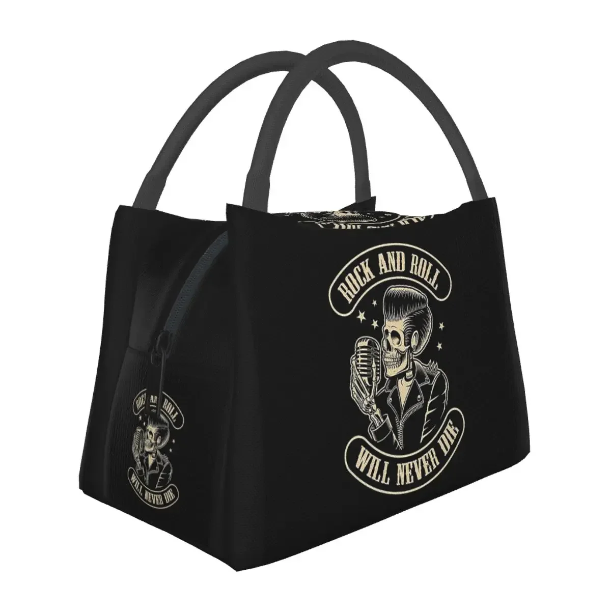 Rock Skull Rock N Roll Lunch Bags Insulated Bento Box Resuable Lunch Tote Picnic Bags Cooler Thermal Bag for Woman Work