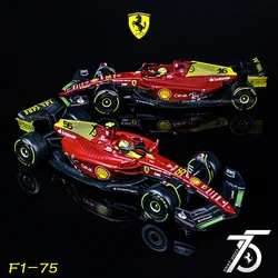 Bburago 1:43 2022 F1 Ferrari F1-75 75th anniversary 16#Leclerc 55#Sainz Formula One Car Model With Helmet Acrylic Box Alloy Car