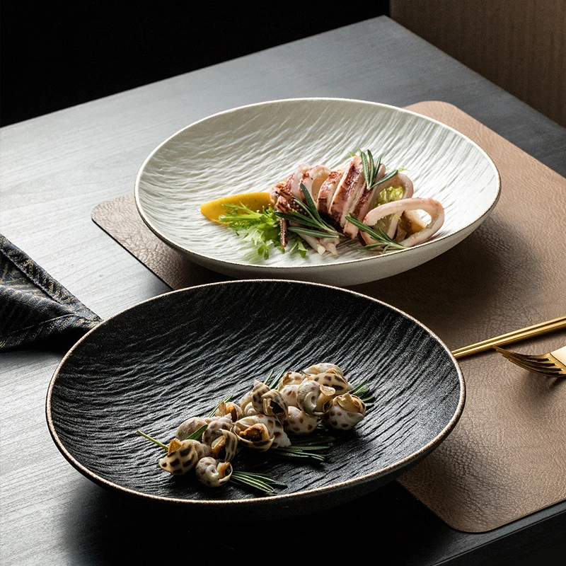 

Креативные керамические тарелки с белым метеоритом, современные фарфоровые обеденные тарелки неправильной формы, тарелки для супа, посуда, кухонная посуда