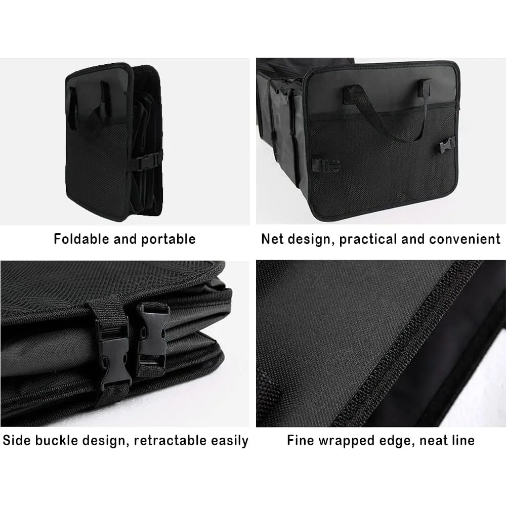 منظم صندوق السيارة القابل للطي للسيارة، منظم صندوق السيارة العازل، 3 مقصورات مع إبزيم ومقابض قابلة للطي، محمول ج