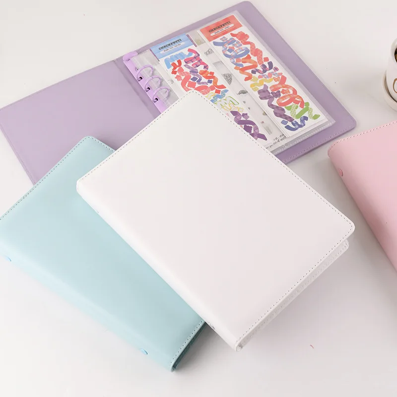 A5 Pu Leather Photo Album Macaron Color Kpop Binder Album DIY Album Photocard Holder Idol Card Collect Book