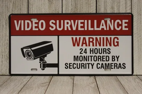Video Surveillance Camera Tin Sign Porch Pirate Security Warning Deterrent