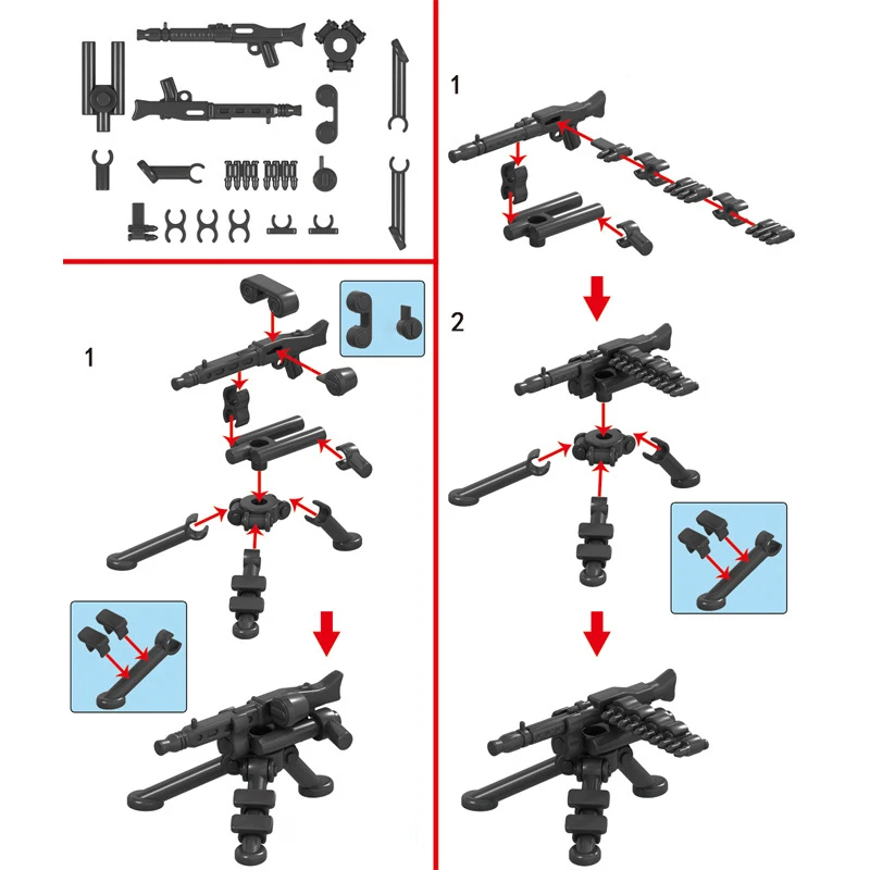 WW2 Exército Armas Militares Gun Building Blocks, Soldado, Polícia, Gangster, SWAT, Figura Acessórios, Modelo Brick Toy, 25 Pcs, 50 Pcs, 100 Pcs, 200Pcs