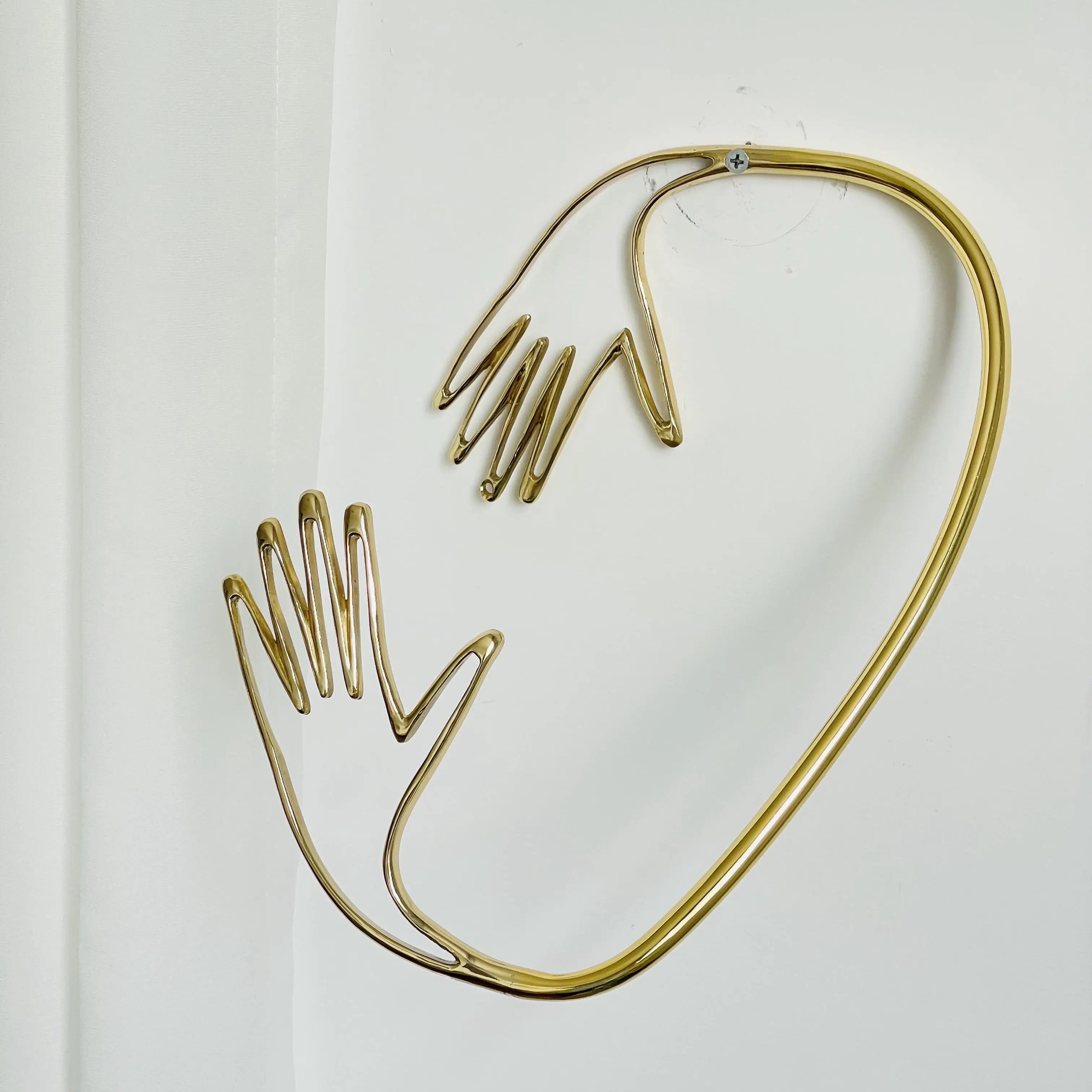 Vorhang mit festem Vorhang zur Wandmontage, Metall-Vorhanghaken – H34 (handgefertigtes Messing)