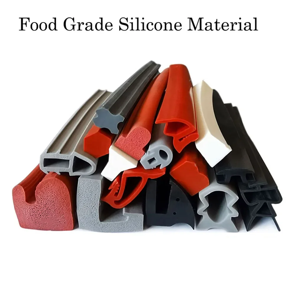 High Temperature Oven Steaming Freezer Door Window Seal Medical Equipment Dust Red/White/Black Food Grade Silicone Sealing Strip
