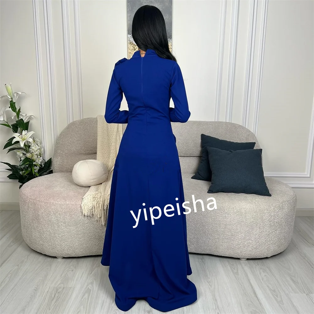 Matching Jersey Pleat Handmade Flower A-line Jewel Midi Dresses Quinceanera Dresses Sizes Available Casual Chinese Style