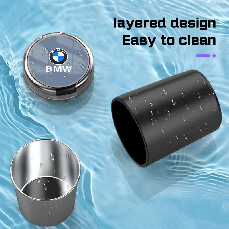 Car Ashtray With LED Light For BMW X1 X2 X3 X5 X4X6 X7 1 3 5 6 7 Series E60 E90 E70 G20 G30 G70 i7 Flame Retardant Cigarette Box view 2