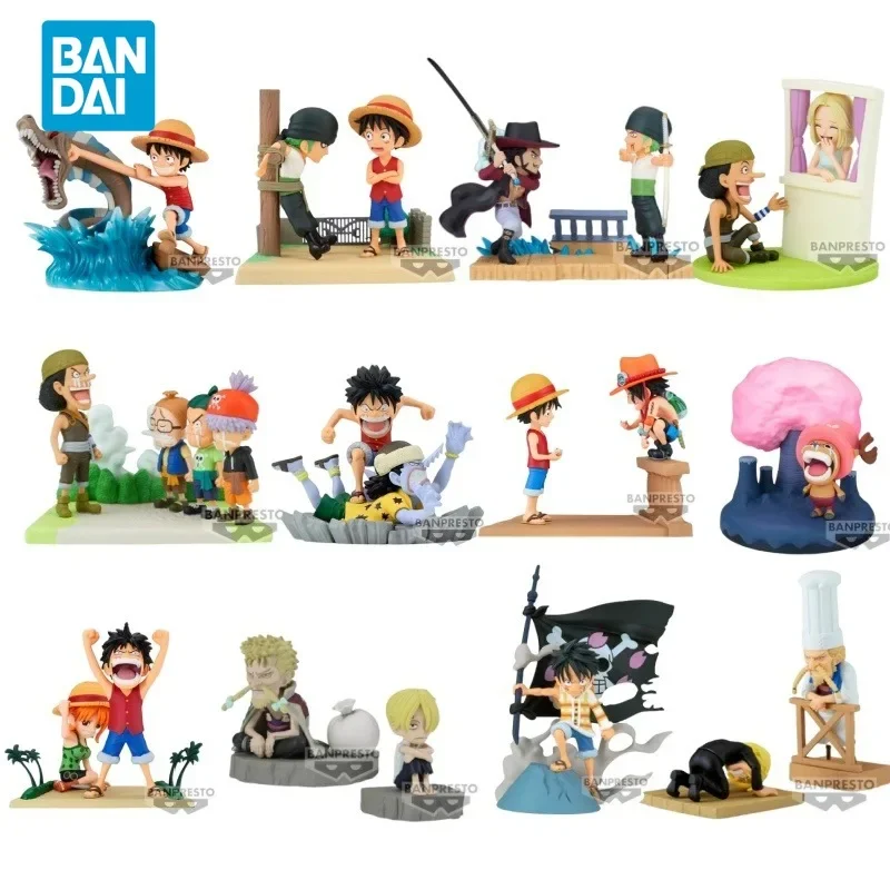 Bandai Genuine One Piece WCF Log Stories Luffy Shanks Lord Of The Coast Zoro Mihawk Usopp Kaya Anime Figures Toys For Kids Gift