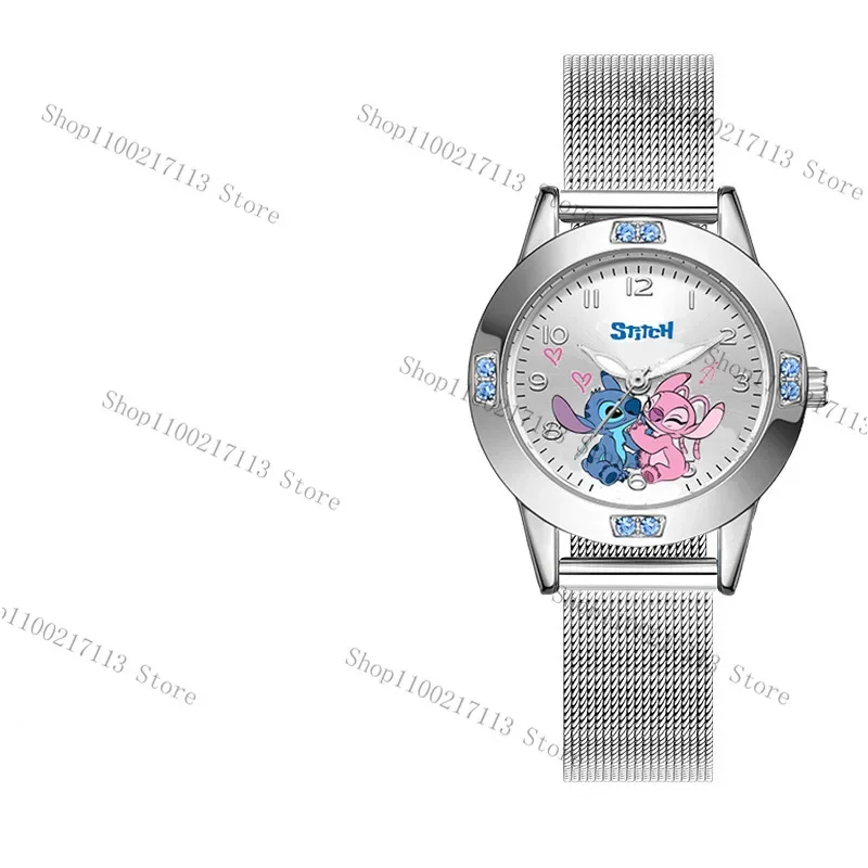 Neue Disney Stitch Kinderuhr Cartoon Stahlgürtel Gürtel Zeiger Digital Diamant Quarzuhr Jungen Mädchen Kinder Geburtstagsgeschenke