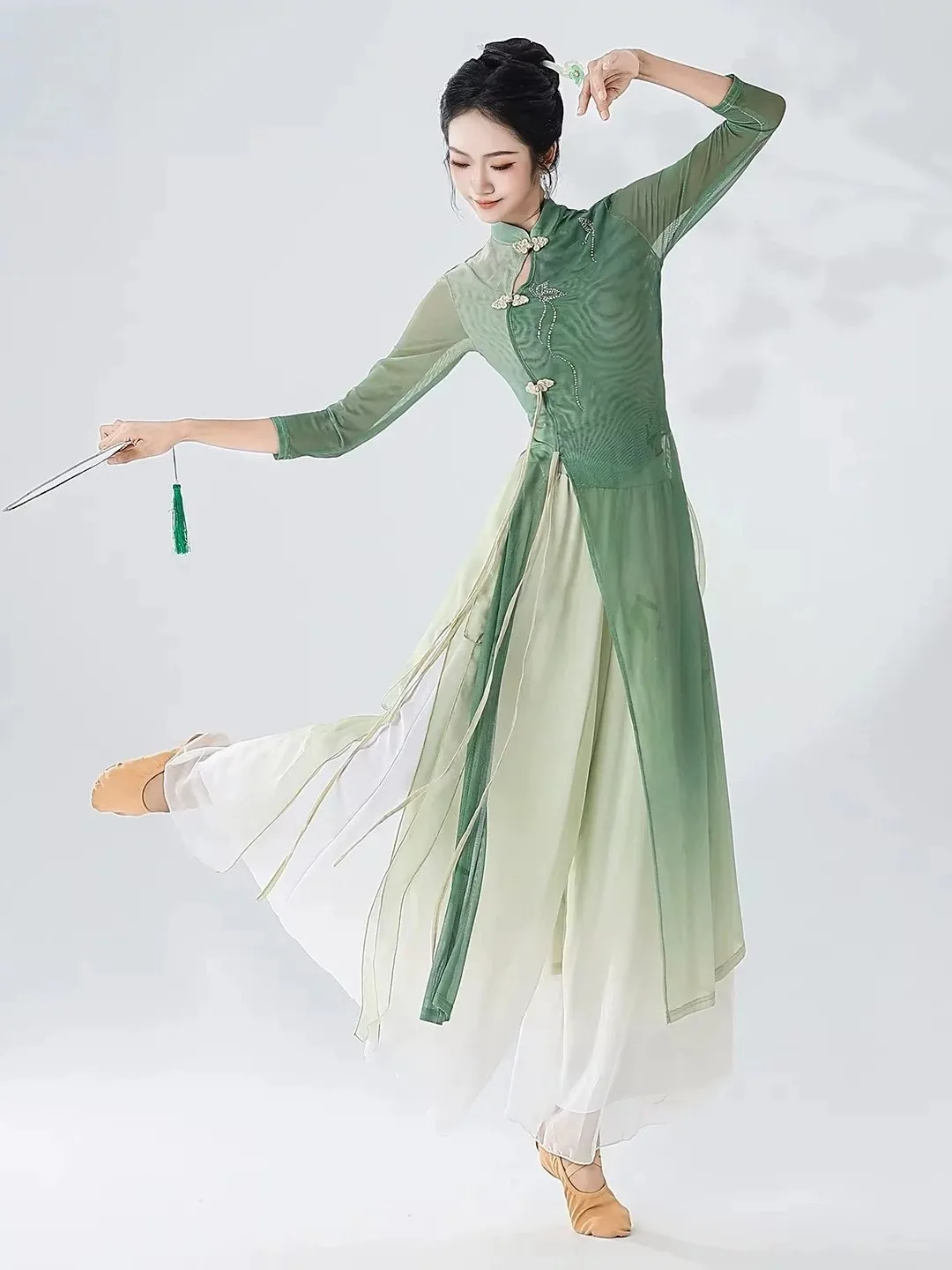 new-chinese-style-classical-dance-costume-gradient-color-style-gown-stand-collar-practice-performance-outfit