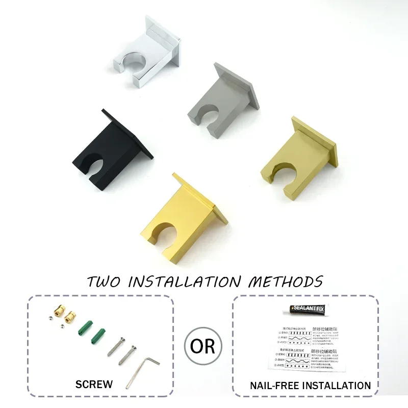 

Shower Accessories All-Copper Wall-Mounted Fixed Punching And Punching-Free 2 Installation Methods Hand-Held Shower Bracket