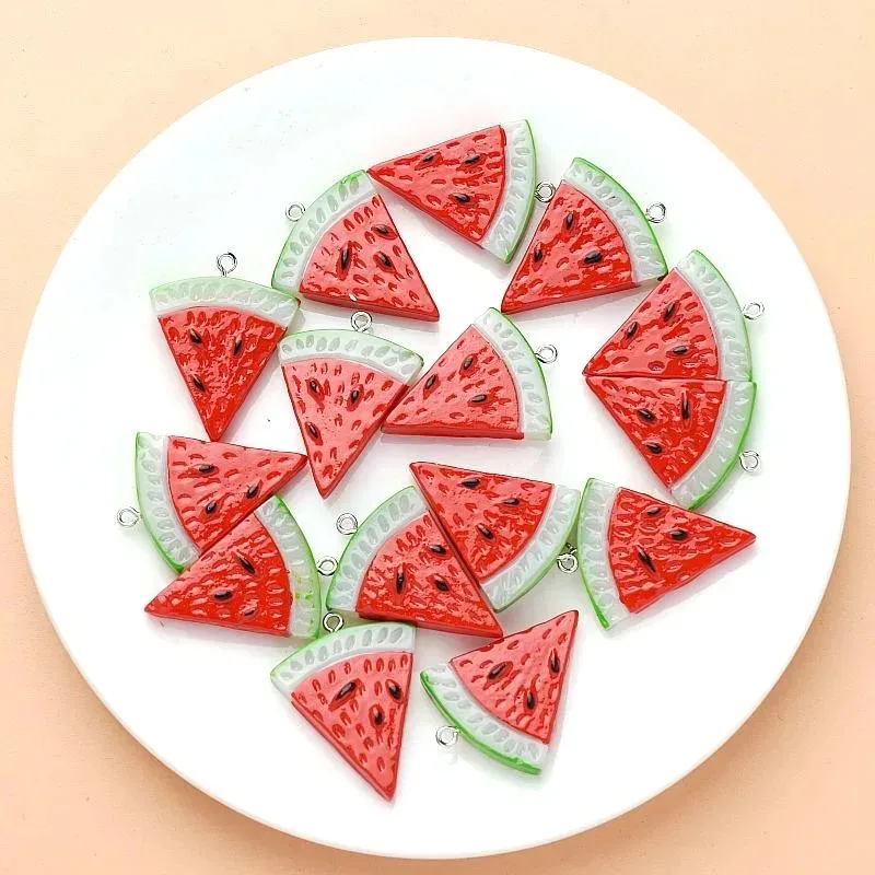 10Pcs Double Sided Triangle Watermelon Resin Charms Mini Fruit Pendants For DIY Earring Jewelry Making Crafts view 2