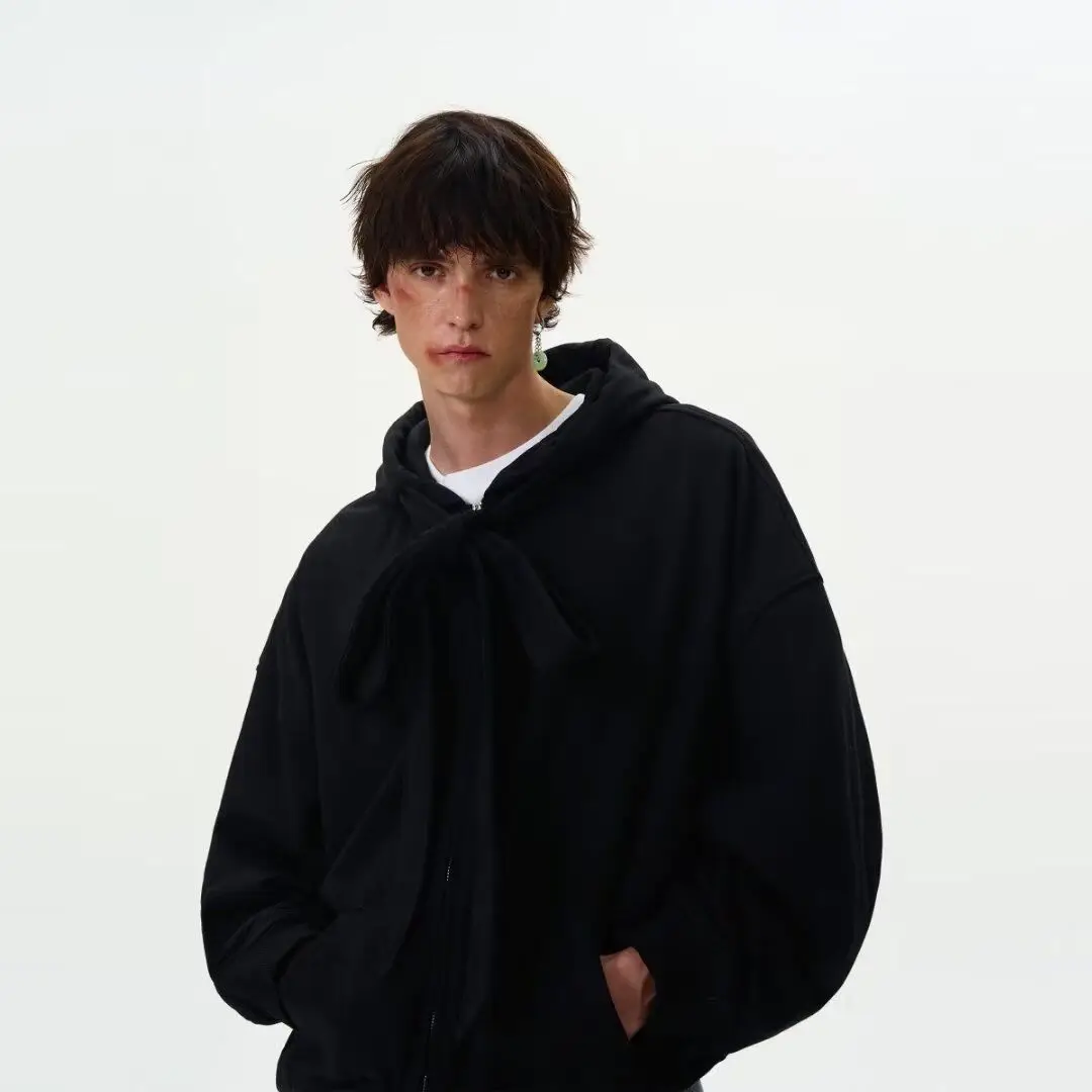 Solid Color Strap Design Women's Casual Hoodie Autumn New Street Style Unisex Sweatshirt Female Long Sleeved Pullover