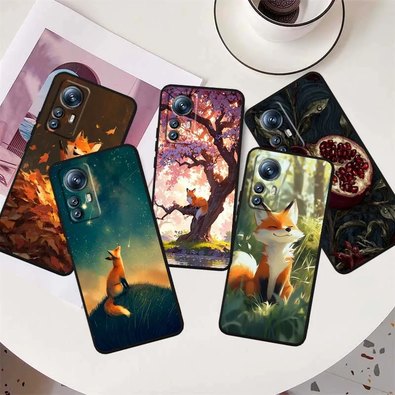 

Fox Pomegranate Girl Pattern For Xiaomi Mi 15 14 13 13T 12 12T 12S 11 11i 11T Pro Ultra Lite 5G Black Soft Cover Phone Case