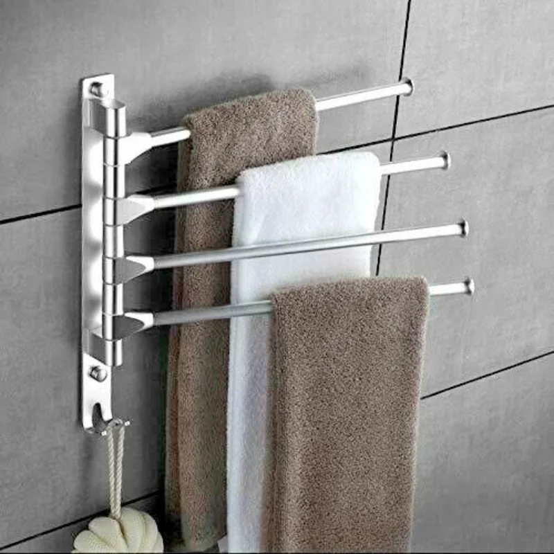 Aluminum Towel Rod Wall Mounted Rotating Support Rack Rack Rack Hotel Bathroom Accessories