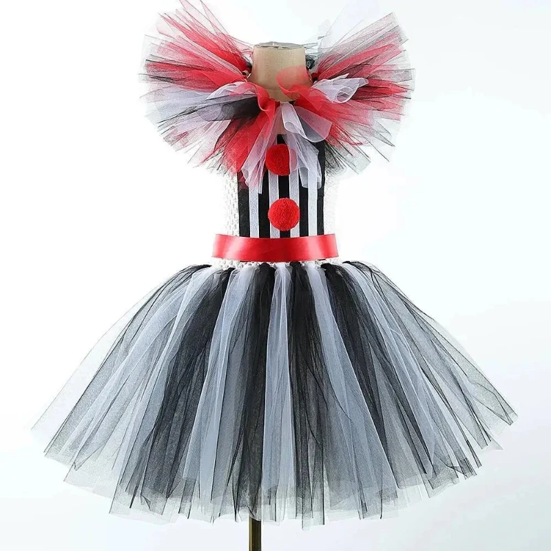 Girls' Circus Clown Tutu Dress Set, Gorgeous Kids Costumes for Halloween & Carnival, Performance Outfits for Children's Party