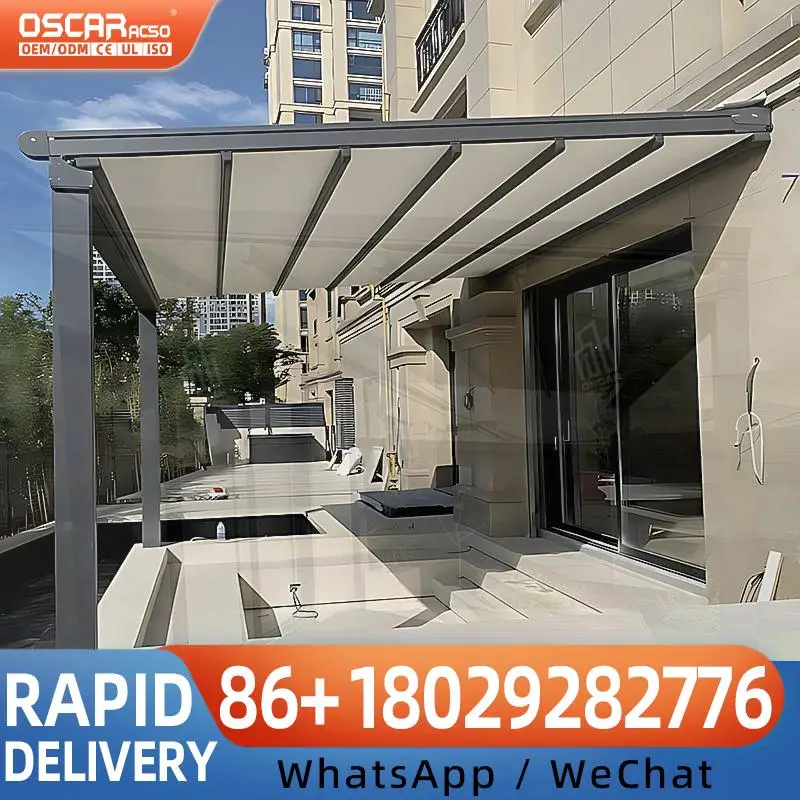 

Outdoor Retractable Folding Aluminum Alloy Patio Awning with Durable PVC Sail for Garden Terrace Balcony Retractable Canopy Perg