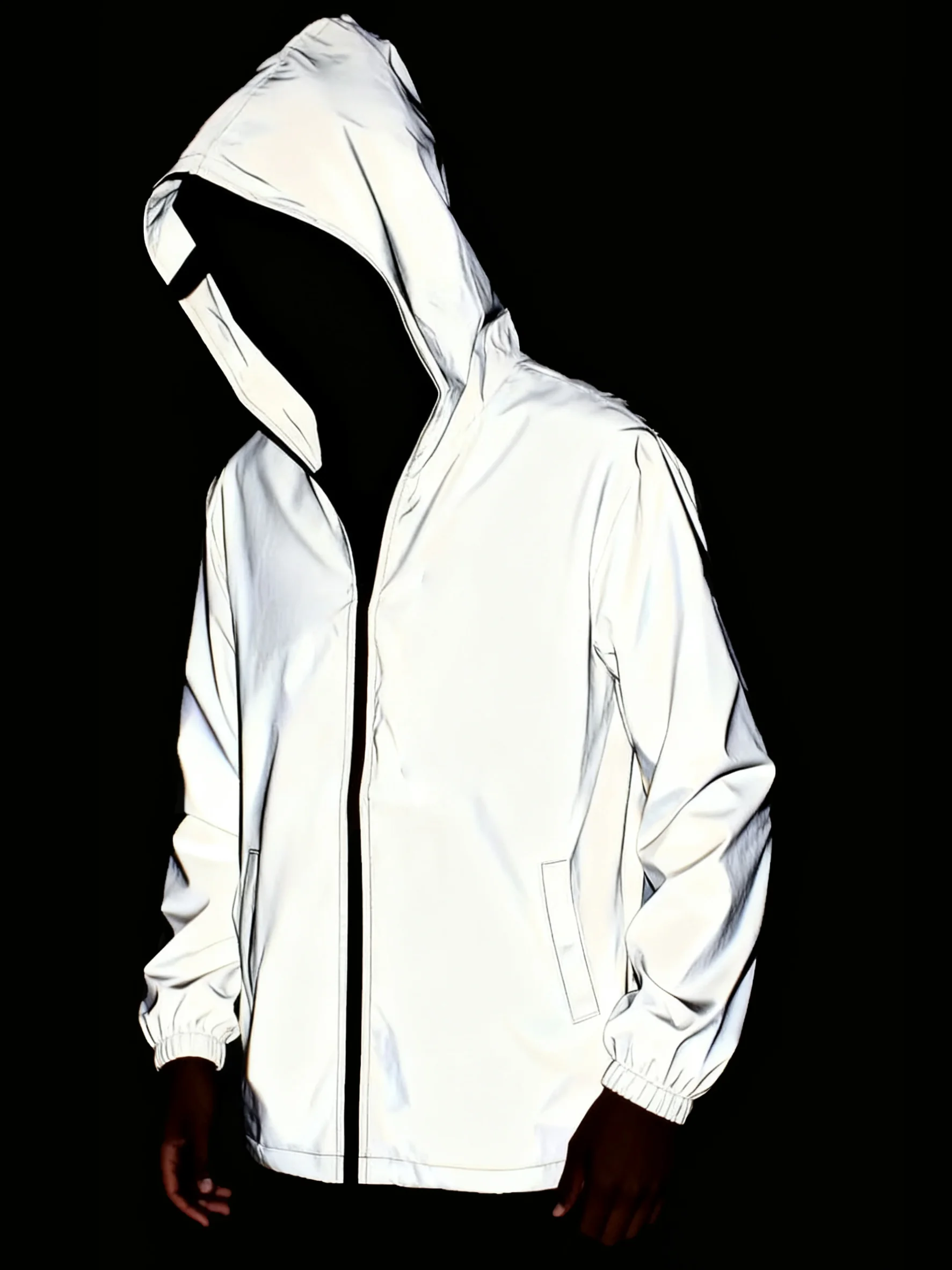 

Men's Reflective Zippered Jacket - Trendy & Safe Outerwear for Night Running & Cycling