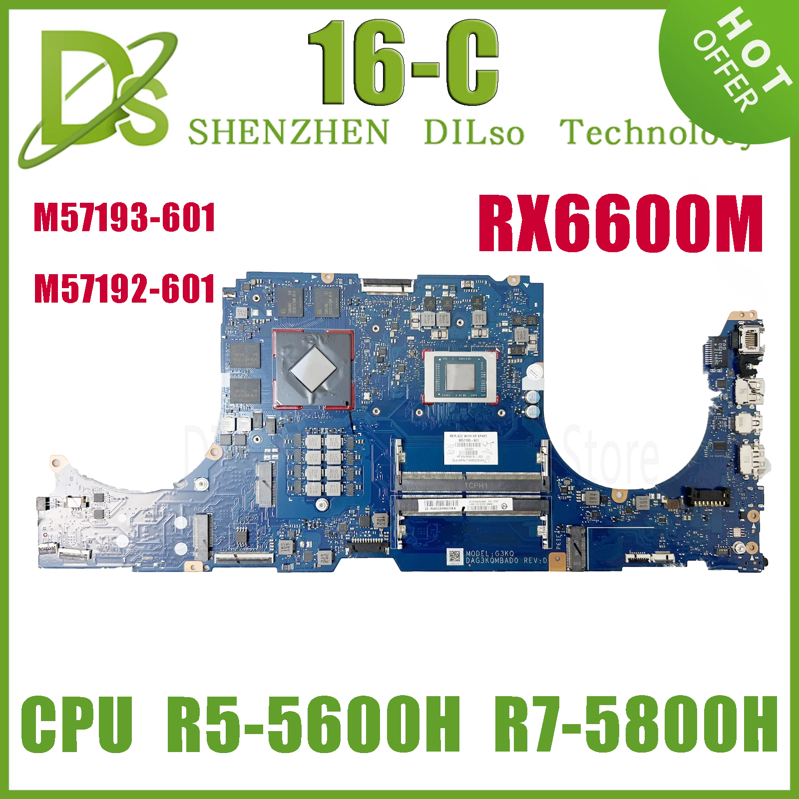 

KEFU M57192-601 M57193-601 Laptop Motherboard For HP Omen 16-C DAG3KQMBAD0 Mainboard R7-5800H R5-5600H RX6600M 8GB 100% Working