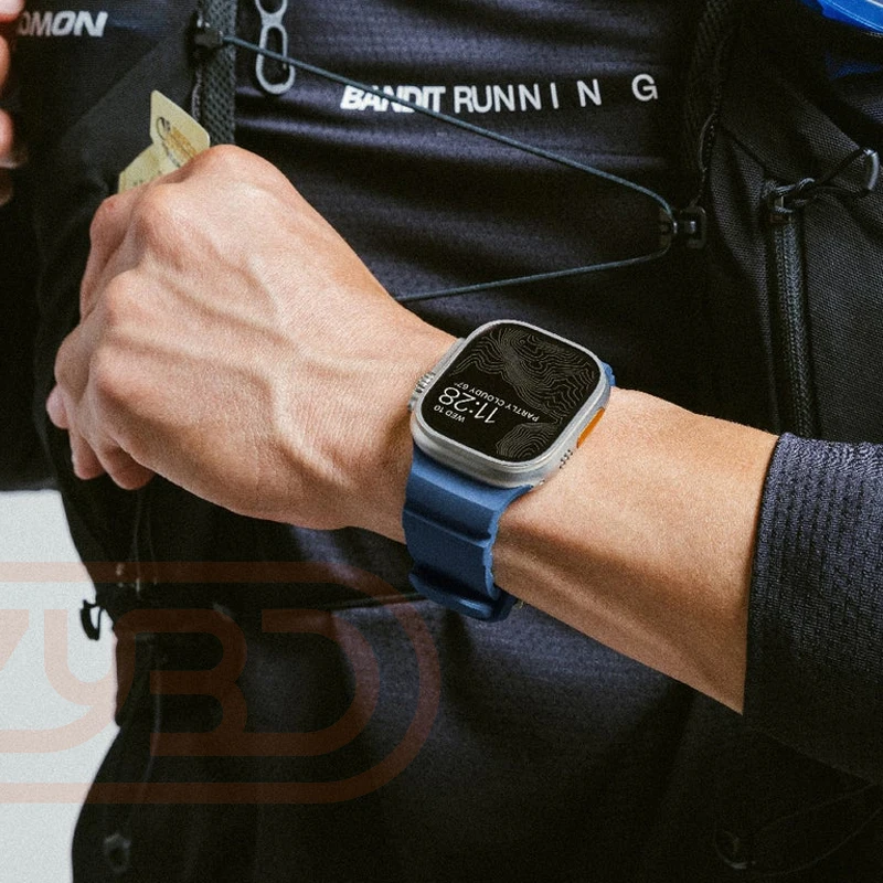Sport Silicone Band For Apple Watch 42mm 44mm 45mm 46mm 49mm Titanium Metal Bracelet Strap For iWatch Ultra 2 10 9 8 7 6 SE 5 4